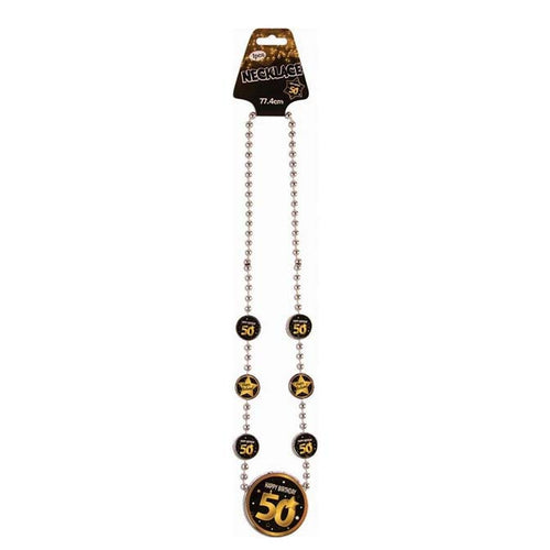 50th Beaded Necklace - Black & Gold