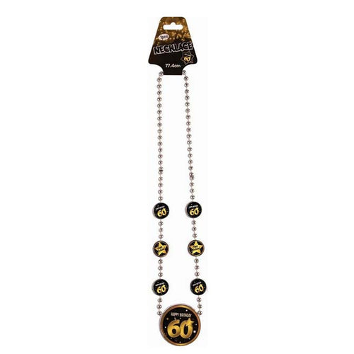 60th Beaded Necklace - Black & Gold