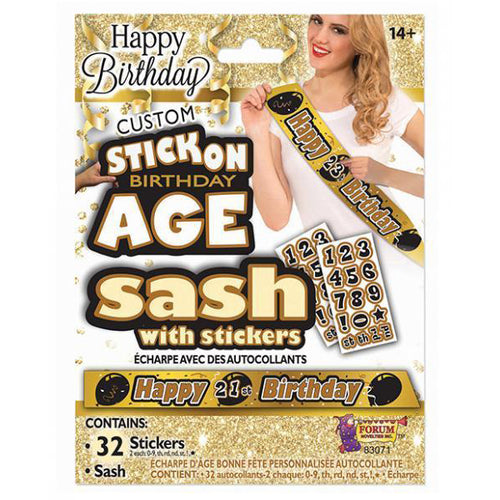 Black & Gold Customizable Birthday Sash