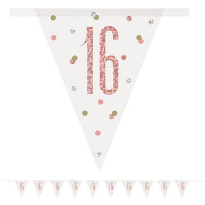 Birthday Glitz 16th Flag Banner