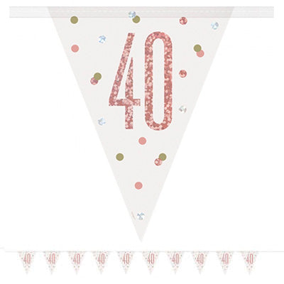 Birthday Glitz 40th Flag Banner