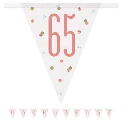 Birthday Glitz 65th Flag Banner