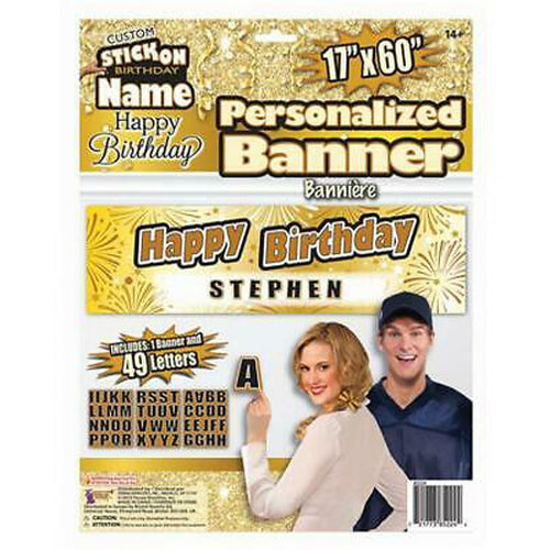 Customizable Birthday Banner - Black & Gold