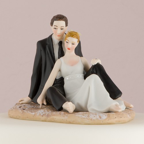 Couple Lounging on the Beach Cake Topper