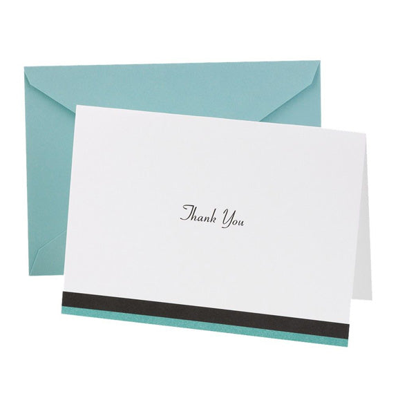 Aqua Trimmed Thank You Notes