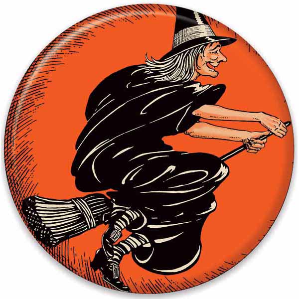 Vintage Halloween Button - Witch