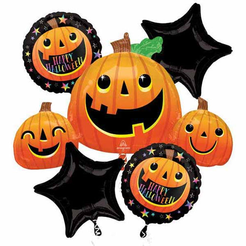 Smiling Pumpkin Foil Balloon Set