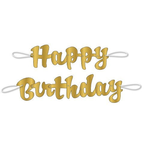 Gold Happy Birthday Script Banner