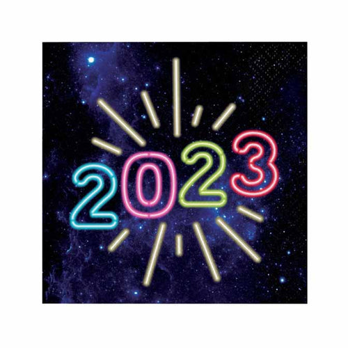 Neon New Years Beverage Napkins