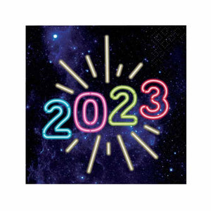 Neon New Years Beverage Napkins