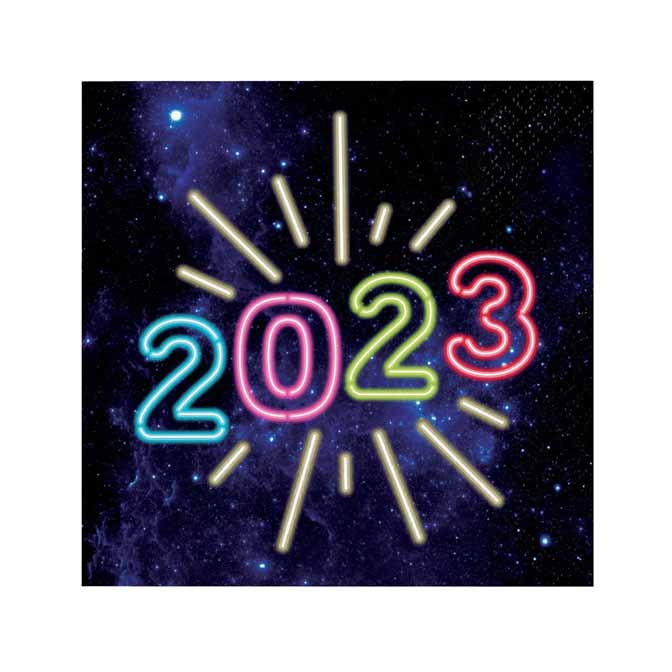 Neon New Years Beverage Napkins