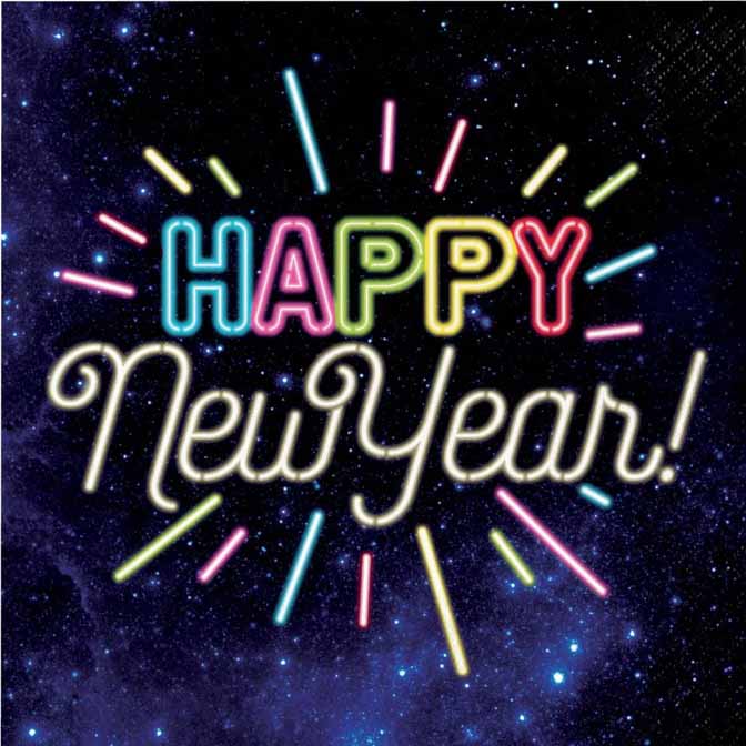 Neon New Years Luncheon Napkins