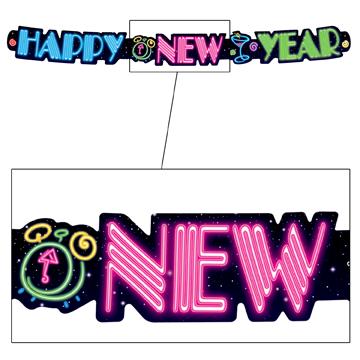 Neon New Years Streamer Banner