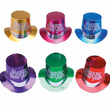 Coloured Deluxe New Year Top Hat