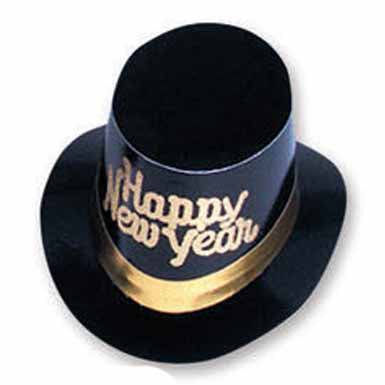 Black and Gold Deluxe New Year Top Hat
